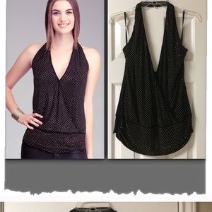 Bebe black and gold dressy halter top